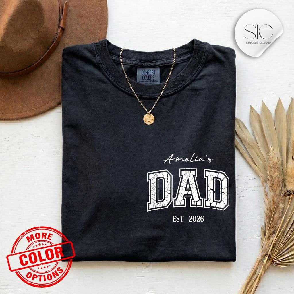 Fathers Day Custom Shirt, Vintage Est Graphic, Gift for Dad, New Dad Tee