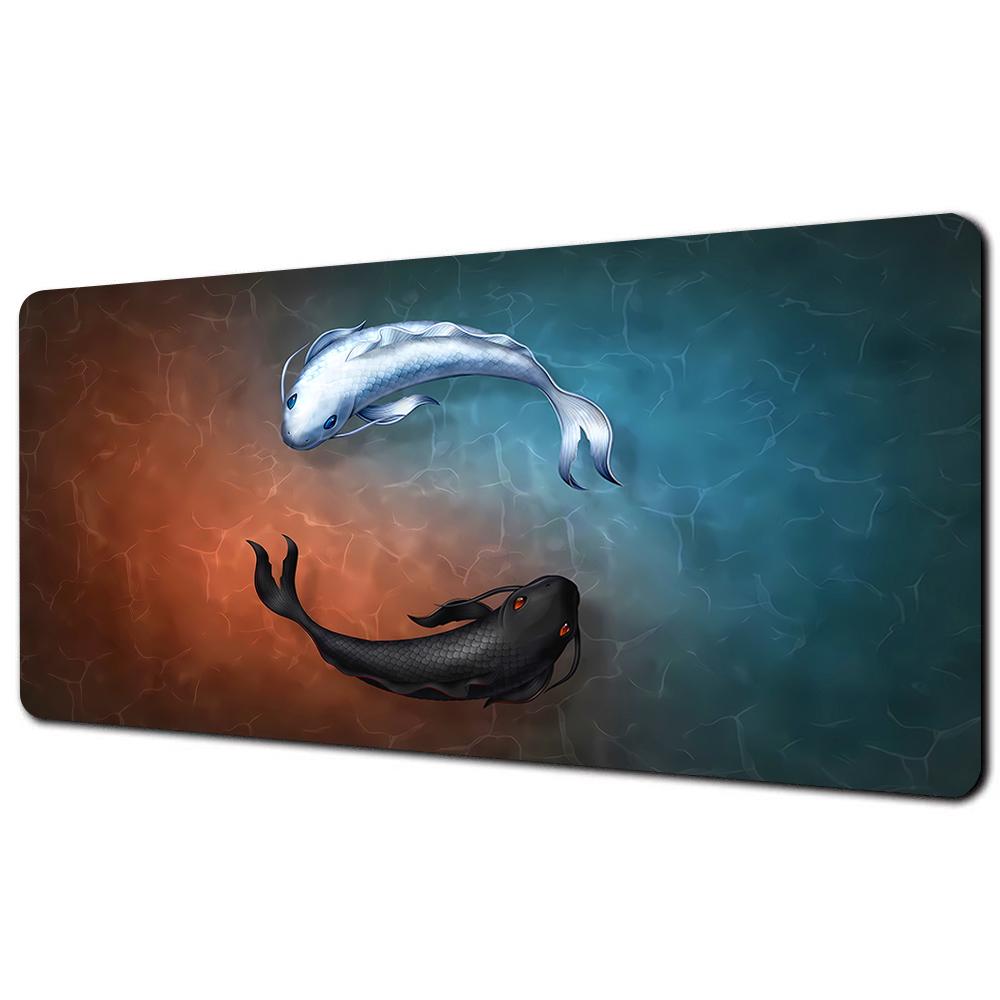 Fish XXL Lock Edge Mousepad Koi Taichi Neutral Large Gaming Desk Mat Keyboard Mats Mouse Mat Beast Desk Pad For Gift Mouse Pad