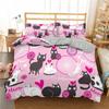 Heimtextil Cartoons Niedliche Katze Bettbezug Bettdeckenbezug Kissenbezug Junge Mädchen 23-teiliges Polyester Bettwäscheset King Queen Einzelgröße