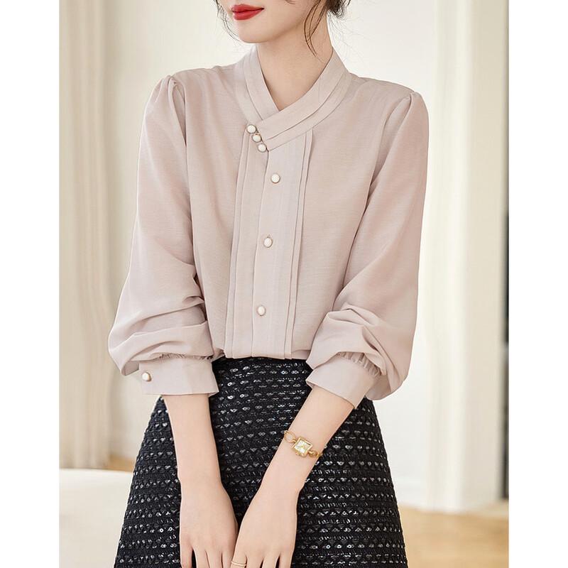 Demana Women s New Chinese Style Crossover Collar Blouse S