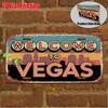 D Flatpc Vintage Metal Sign Only for Decoration Outdoor Wall Art (  ) WELCOME To VEGAS Aluminum Sign Bar Decor