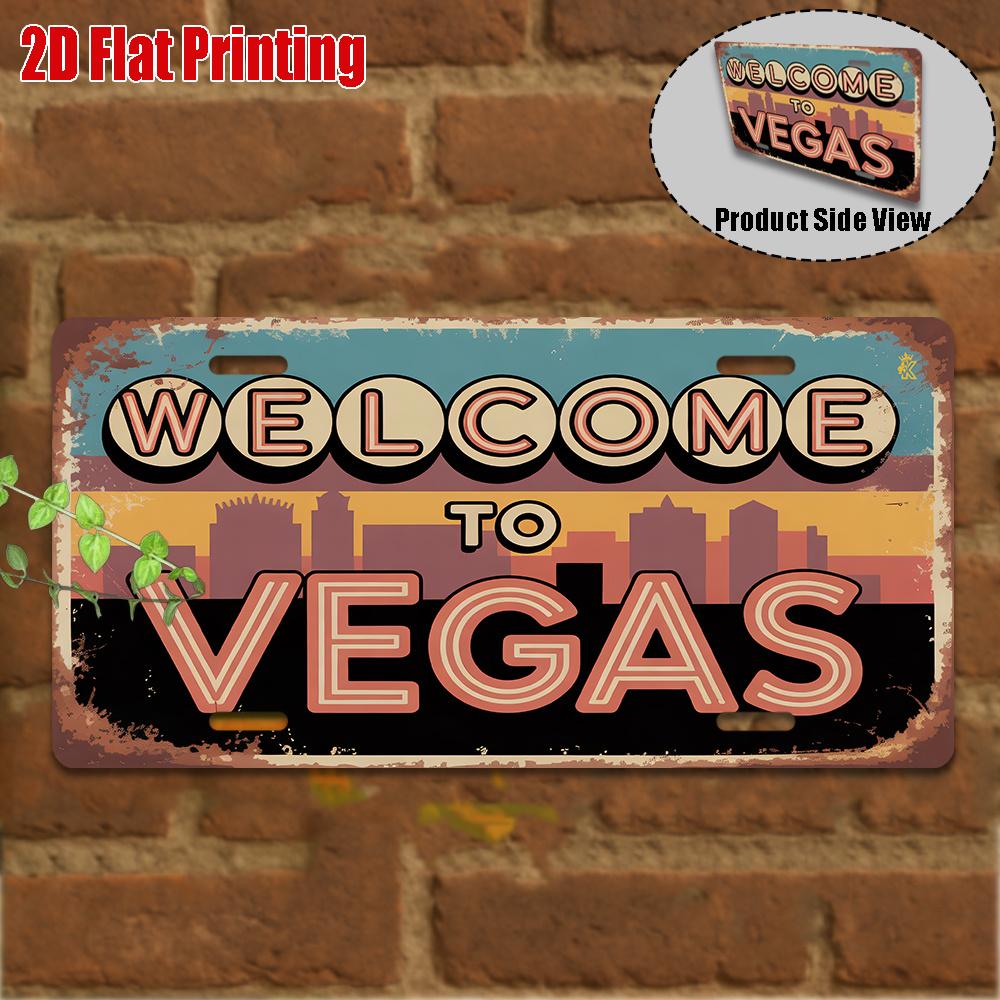 D Flatpc Vintage Metal Sign Only for Decoration Outdoor Wall Art ( ) WELCOME To VEGAS Aluminum Sign Bar Decor