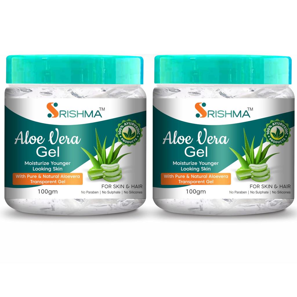 Srishma reines natürliches Aloe Vera Gel - Für Gesicht, Akne Narben, Haut- und Haarbehandlung (200 g)