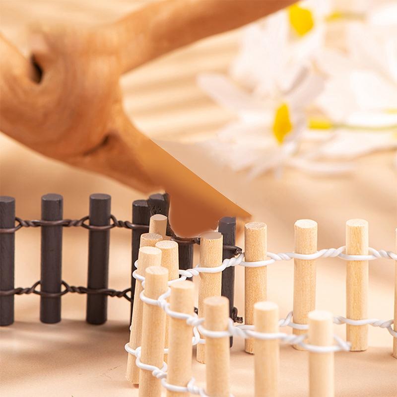 Mikrokrajobraz Płotek z bali Akcesoria do domu Mały płotek Drewniane rękodzieło Miniatura ogrodowa Dekoracja domu