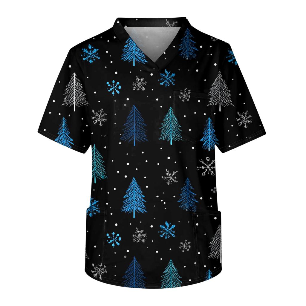 Men's Casual Short-Sleeved V-Neck Printed Front Pocket Top