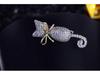 Cute Kitten Brooch: Japanese & Korean Design with Micro-Inlaid Zircon, Two-Tone Electroplated Pin.