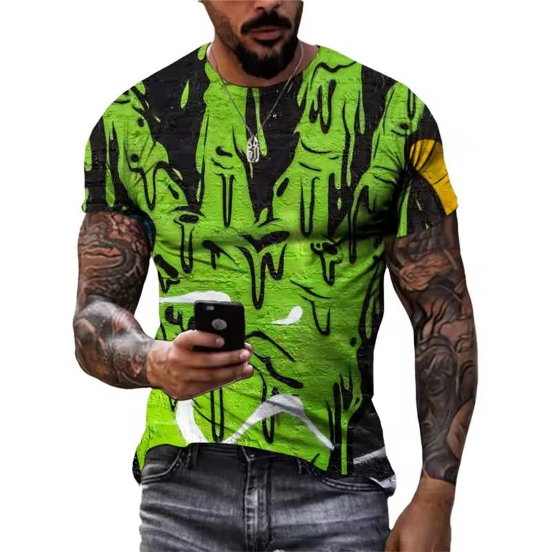 Summer 3D Printed Graffiti Men T-shirts Trend Fashion Casual Street Art Oversized T Shirt Hip Hop Harajuku O-neck Tees
