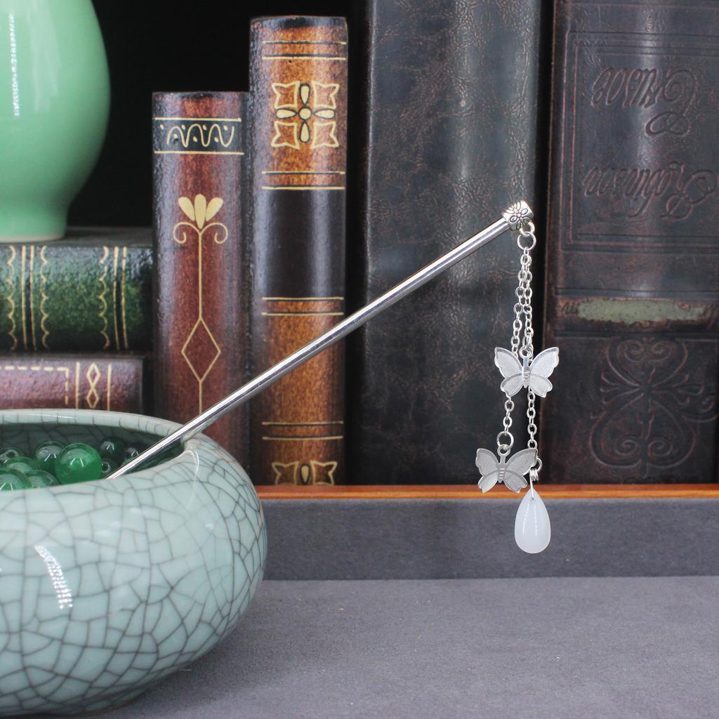 Fashion Metal Chinese Hair Stick For Women Silver Gold Color Butterfly Crystal Hairpin Female Hair Jewelry Accessories Gift