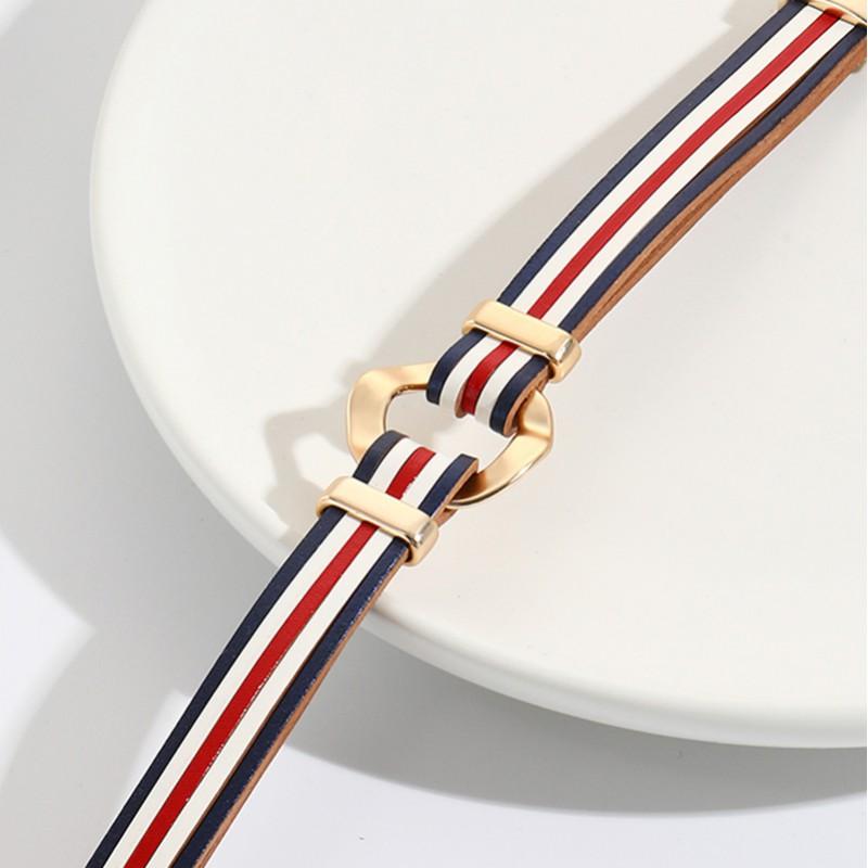 Womens PU Leather Bracelet With Magnetic Clasp Geometric Round Charms Fashionable Unisex Wristband Daily Wear