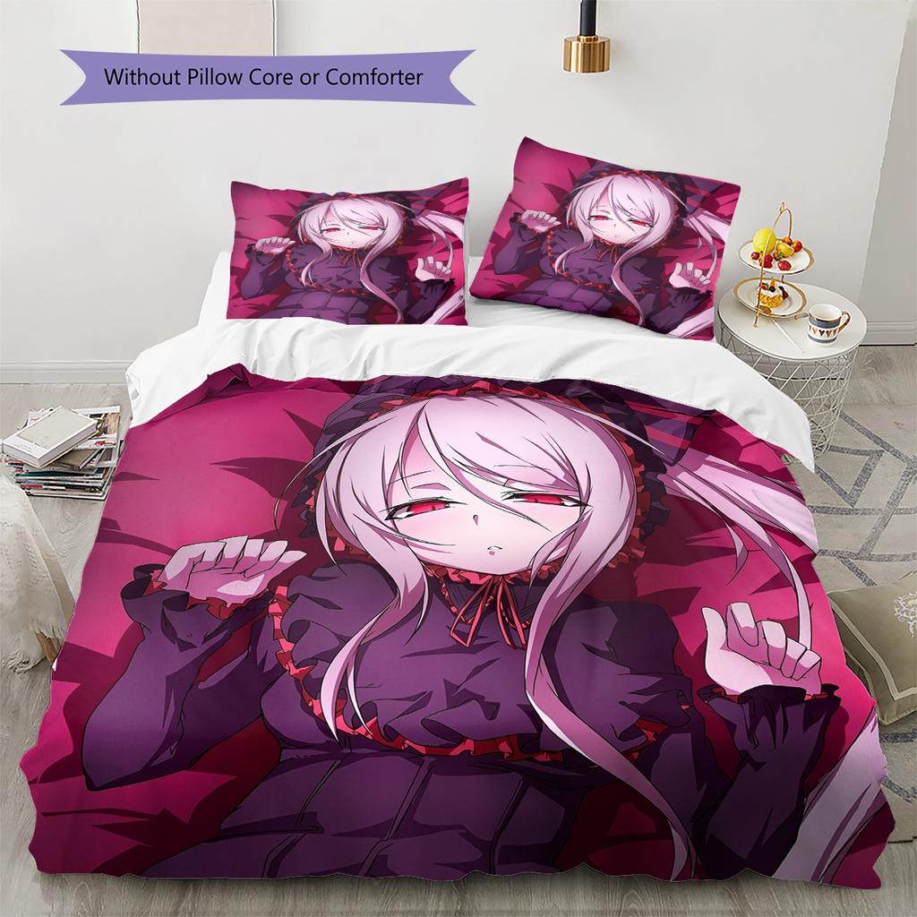 Vampire Schoolgirl  Pattern Bedding Quilt Set  Home Decoration  Gift (1 * duvet cover + 2 * pillowcase  without core)