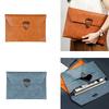Handheld File Folder Leather Folder Document Storage Bag Leather Laptop Sleeve Leather Buckle Lock for Office Travel
