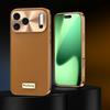Phone Case for IPhone 16 Pro Max 17 Air 15 14 13 Magnetic Wireless Charging Genuine Cowhide Leather Fine Hole Metal Lens Shell