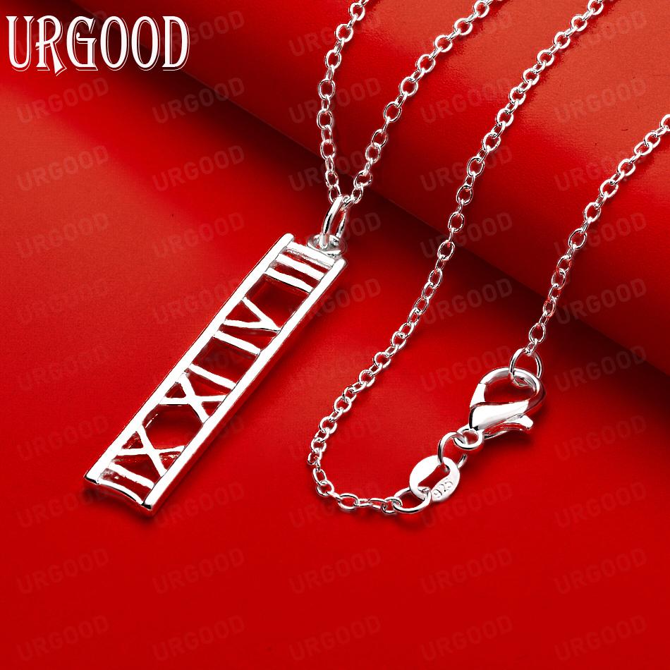 925 Sterling Silver Vertical Roman Numeral Necklace - Stylish Wedding Jewelry