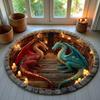 Dragon Book Round Rugs 3D Book Library Fantasy Rug Mythical Creature Home Decor Gift for Dragon Lovers Dragon Lover Book Decor