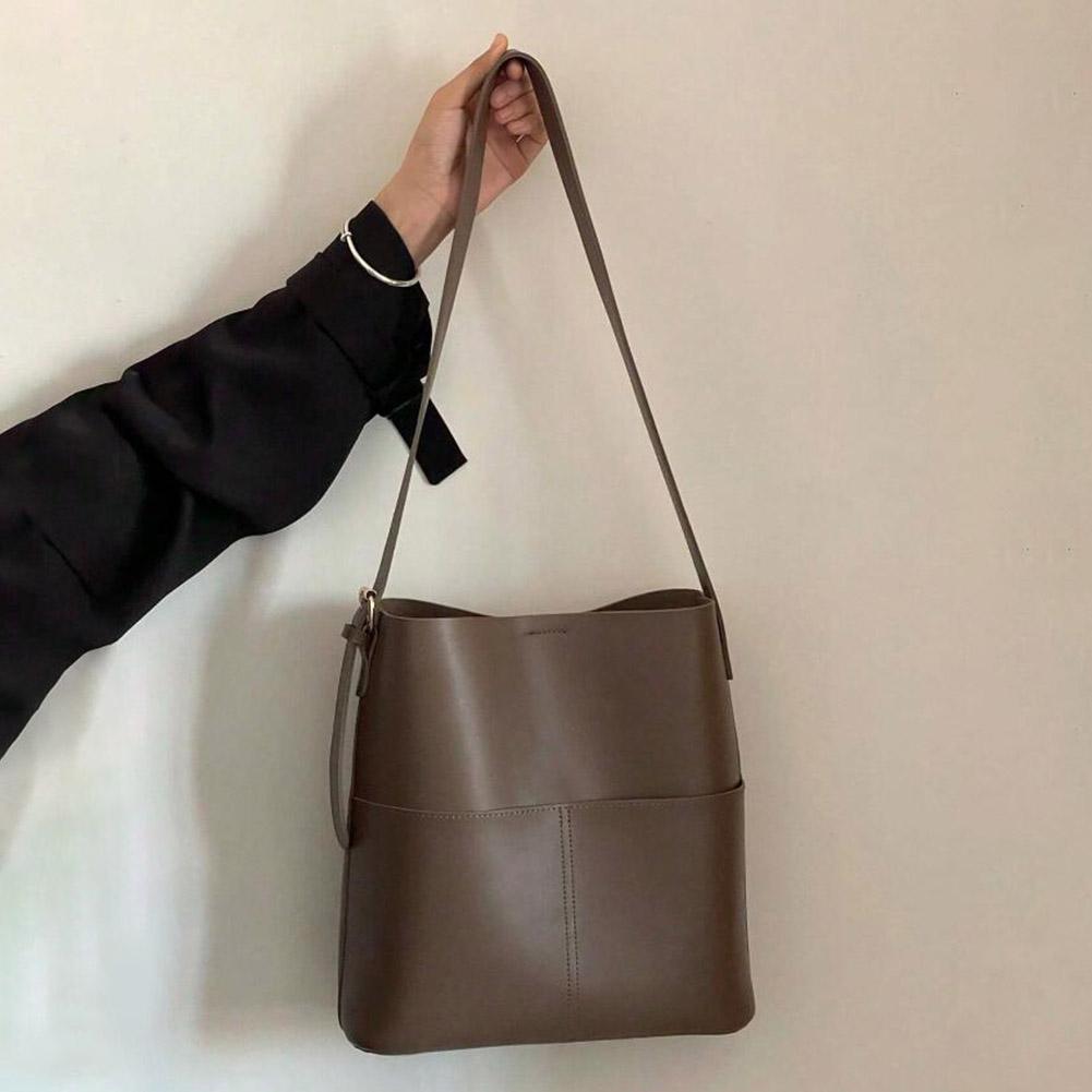 

Женская кожаная сумка-мешок с несколькими карманами, сумка через плечо, универсальная сумка с верхней ручкой, сумка-мессенджер, уличная дорожная сумка хаки