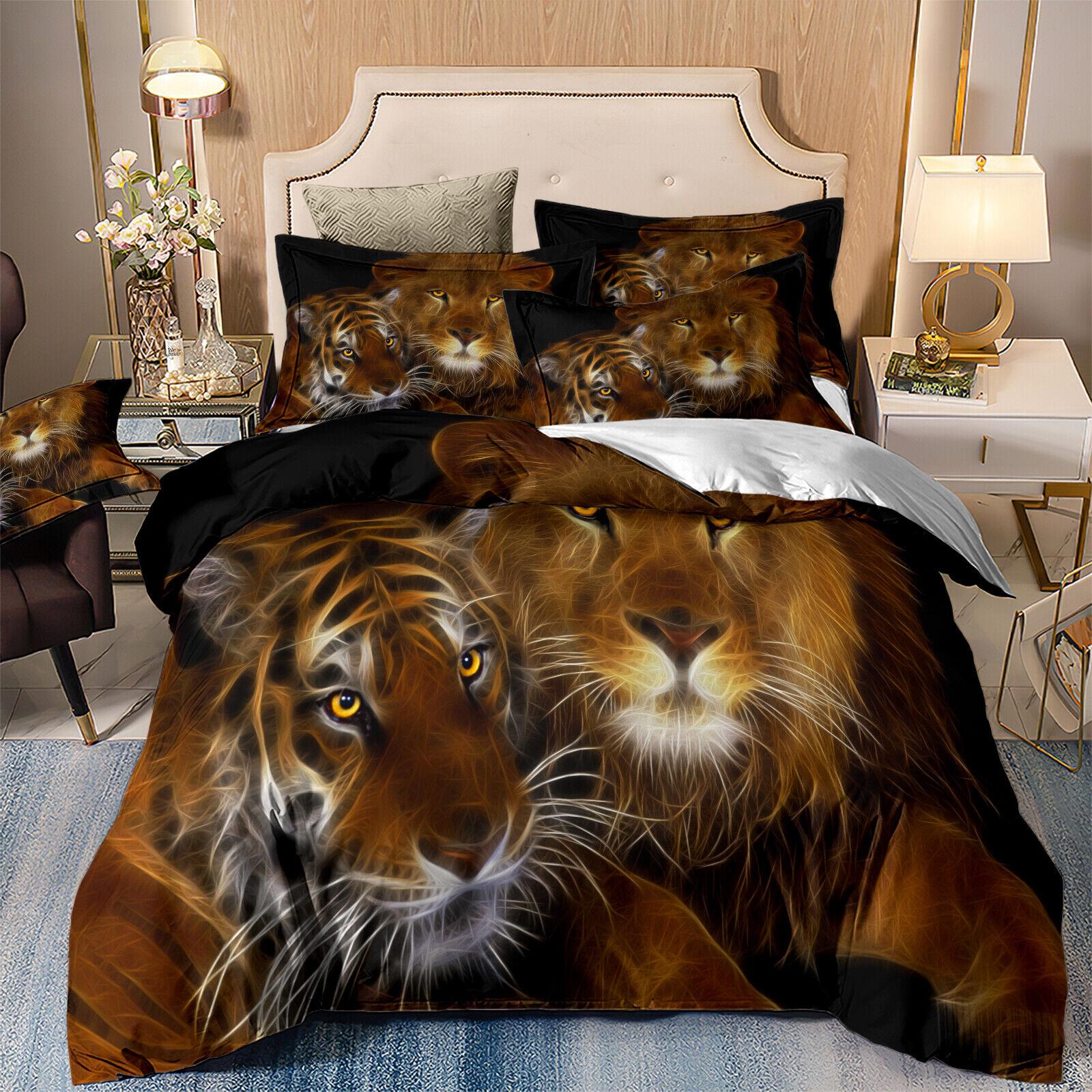 

Мягкое одеяло Doona с изображением тигра, пододеяльник, комплект постельного белья для двуспального/королевского/королевского размера Single 135x200cm