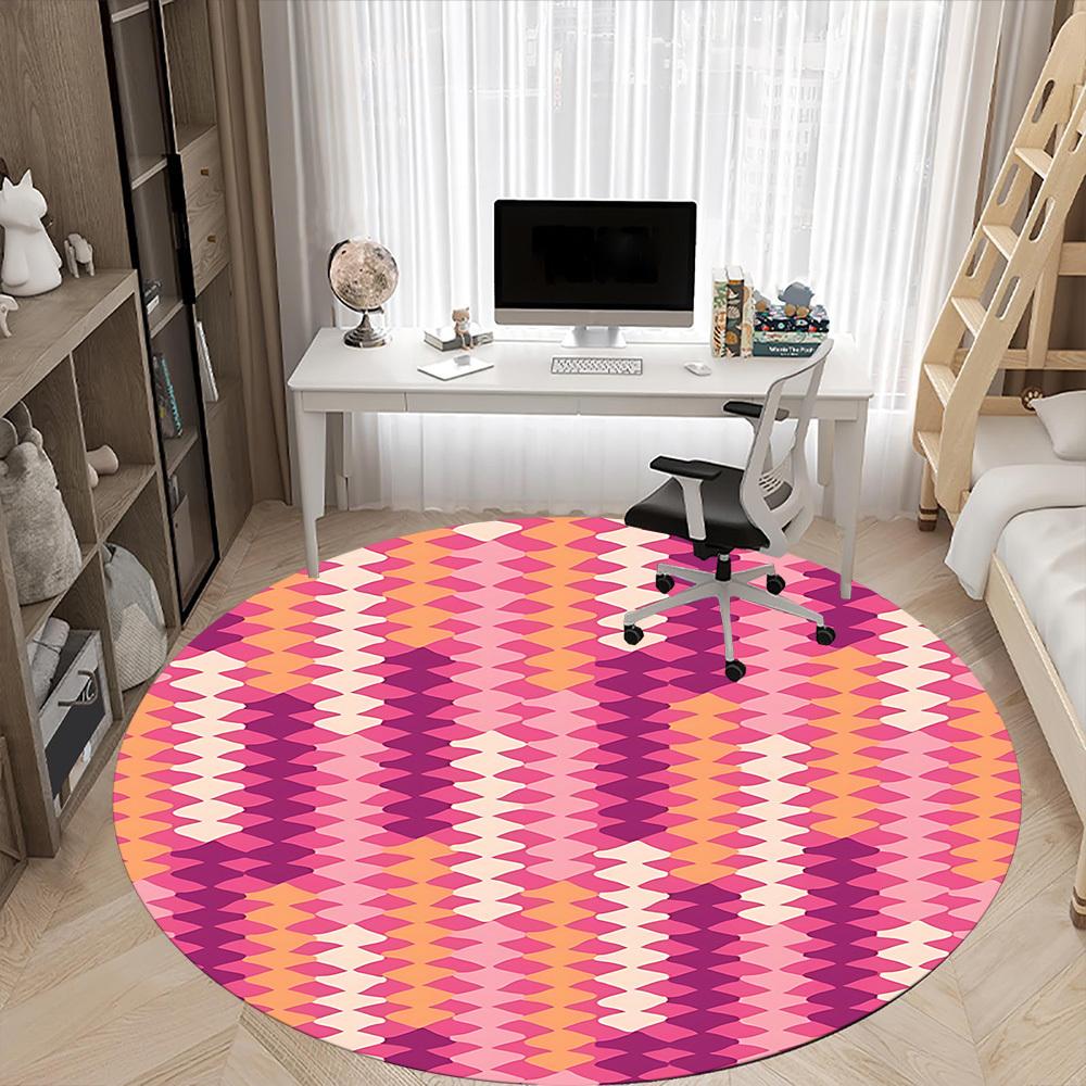 1 Stück bunter Kreisstuhlteppich für Büro, Innenbereich, rutschfest, waschbar, Polyesterfaserteppich,