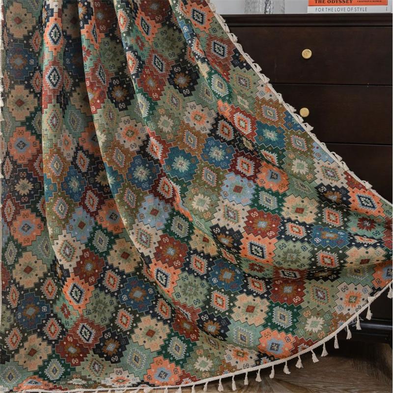

Шторы Artisan Geometric Heritage - Светофильтрующие панели с винтажным ромбовидным мотивом | Шторы для эркера ручной работы (Крючки/люверсы/карман для удилища) 1.5x1.6MHook Top