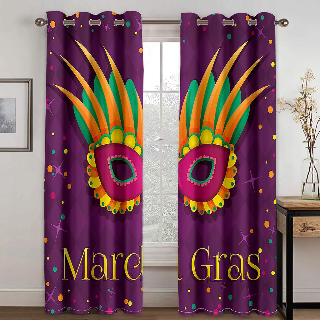 Floral Butterfly Print Drapery Room Decor Grommet Drapes for Bedroom Living Room Curtain With Hooks Rod Pocket