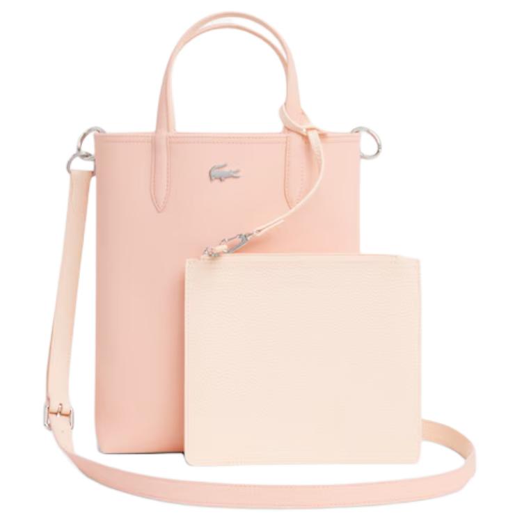 Lacoste Crocodile Logo Vertical Double-Sided Design PVC Tote Bag Women tote bag Pink NF2991AA-T37 Pink