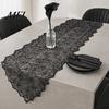 Breathable Lace Fabric Spider Web Table Runner, Black Gothic Festival Theme Mat Cobweb Runner for Halloween Dining Decoration