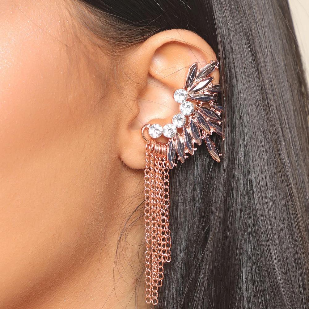 

Stonefans Long Metal Tassel Ear Clip Stuf Серьга Шпилька Горный хрусталь Болтаться ухо Манжета Гусеничный Прокол Люстра Серьги Подарок Вечеринка