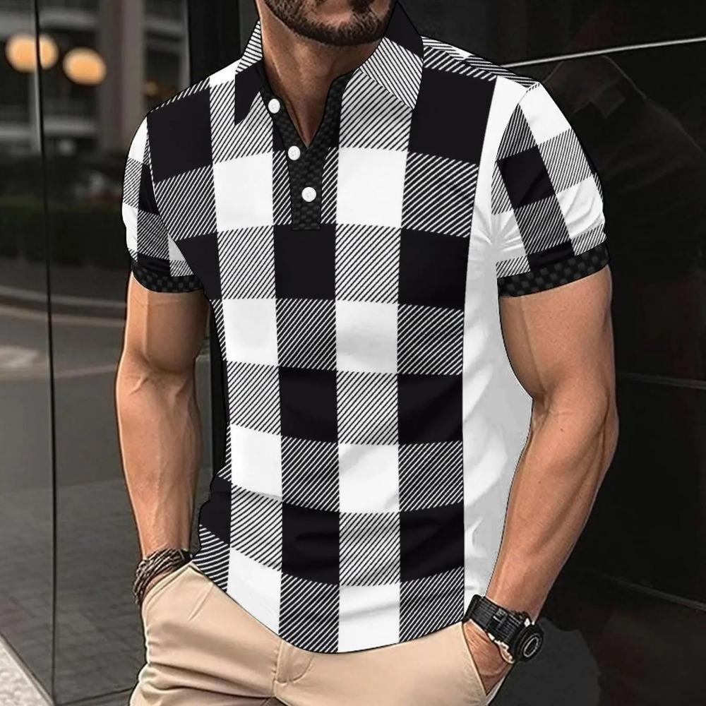 3D Printed Men's Polo Shirt Short Sleeve Turn-down Collar Breathable Spring Fit Casual Men Clothing Top