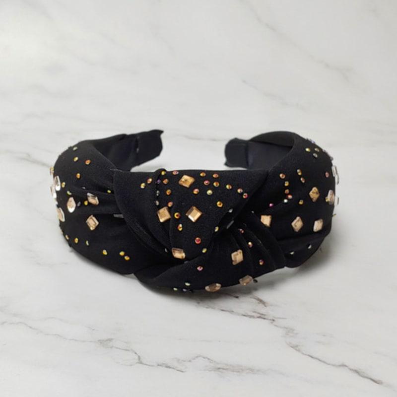 LALA Jeweled Knot Hairband - Black