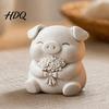 Soft Shape Pig Decoration 3D Printed Cute Figurine Small Holding Flower Bouquet
