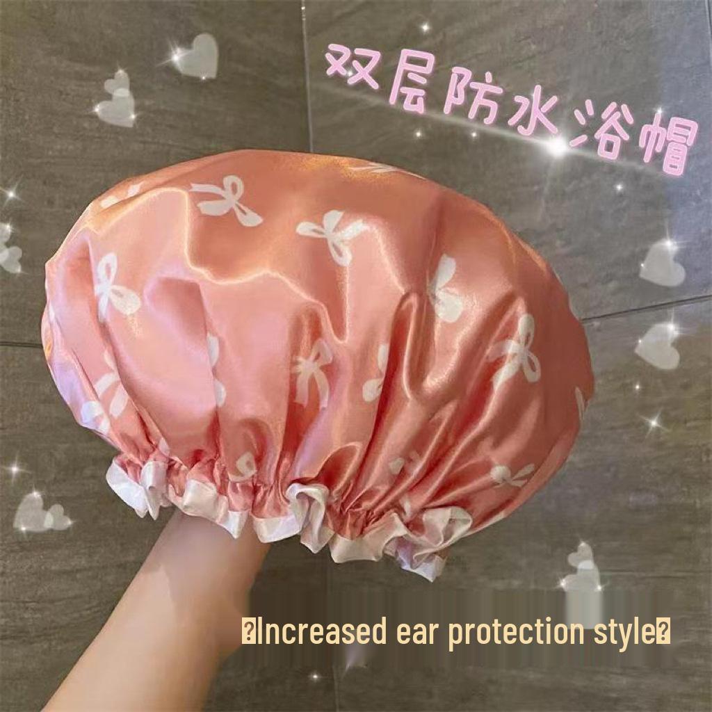 Waterproof Double-Layer Shower Cap for Women and Children - Anti-Oil Hair Cover for Bathing and Kitchen Use. Double Layer Cap for Adults and Children