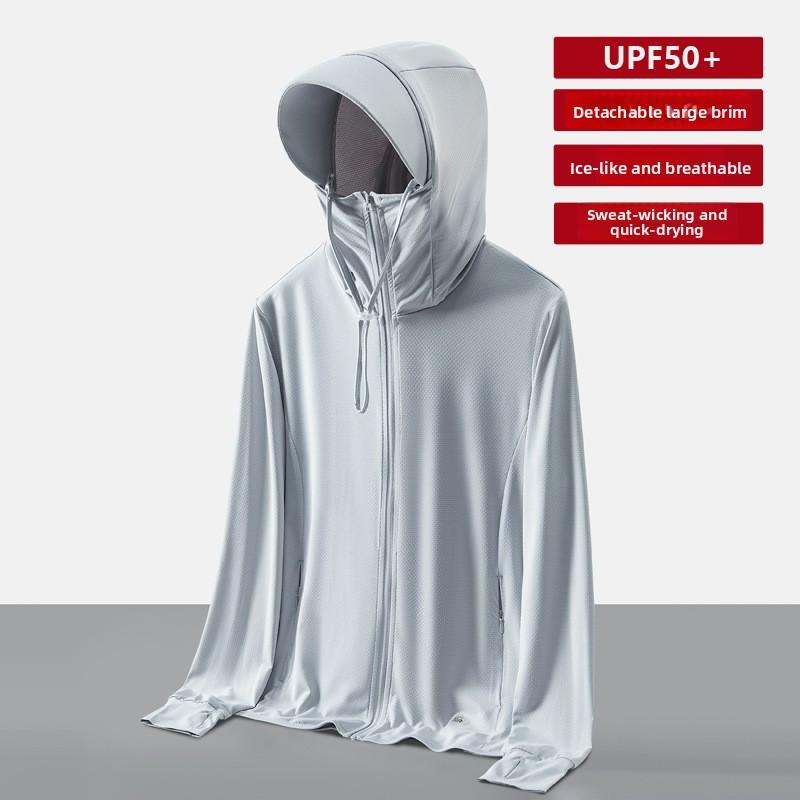 Ropa protectora solar verano anti-ultravioleta ropa para la piel hombres con ala desmontable pesca protección solar UPF50+