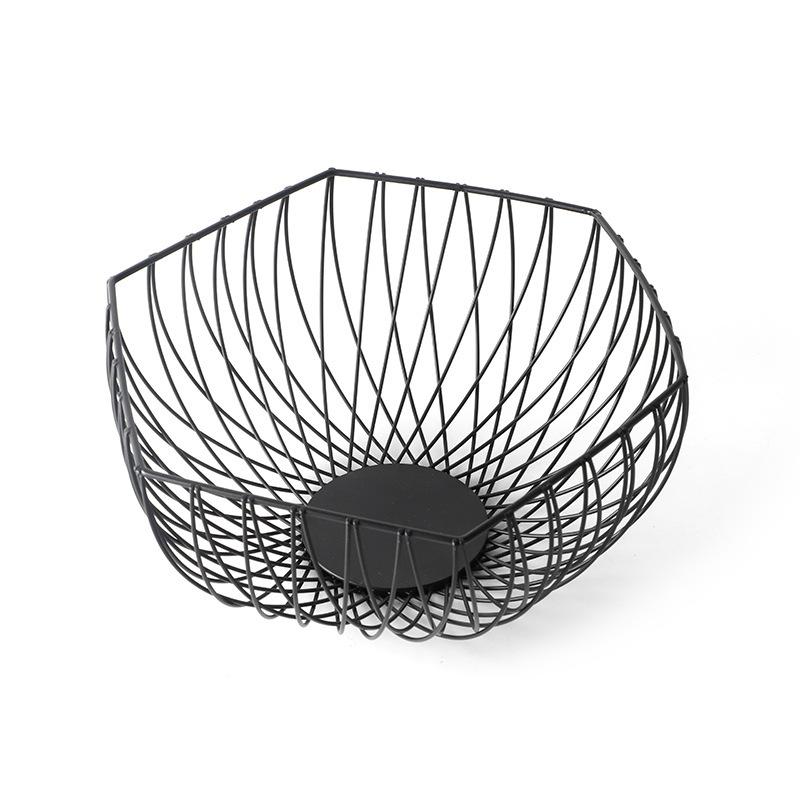 Modern Simple Iron Art Fruit Basket - Creative Hollow Design for Home Living Room Storage