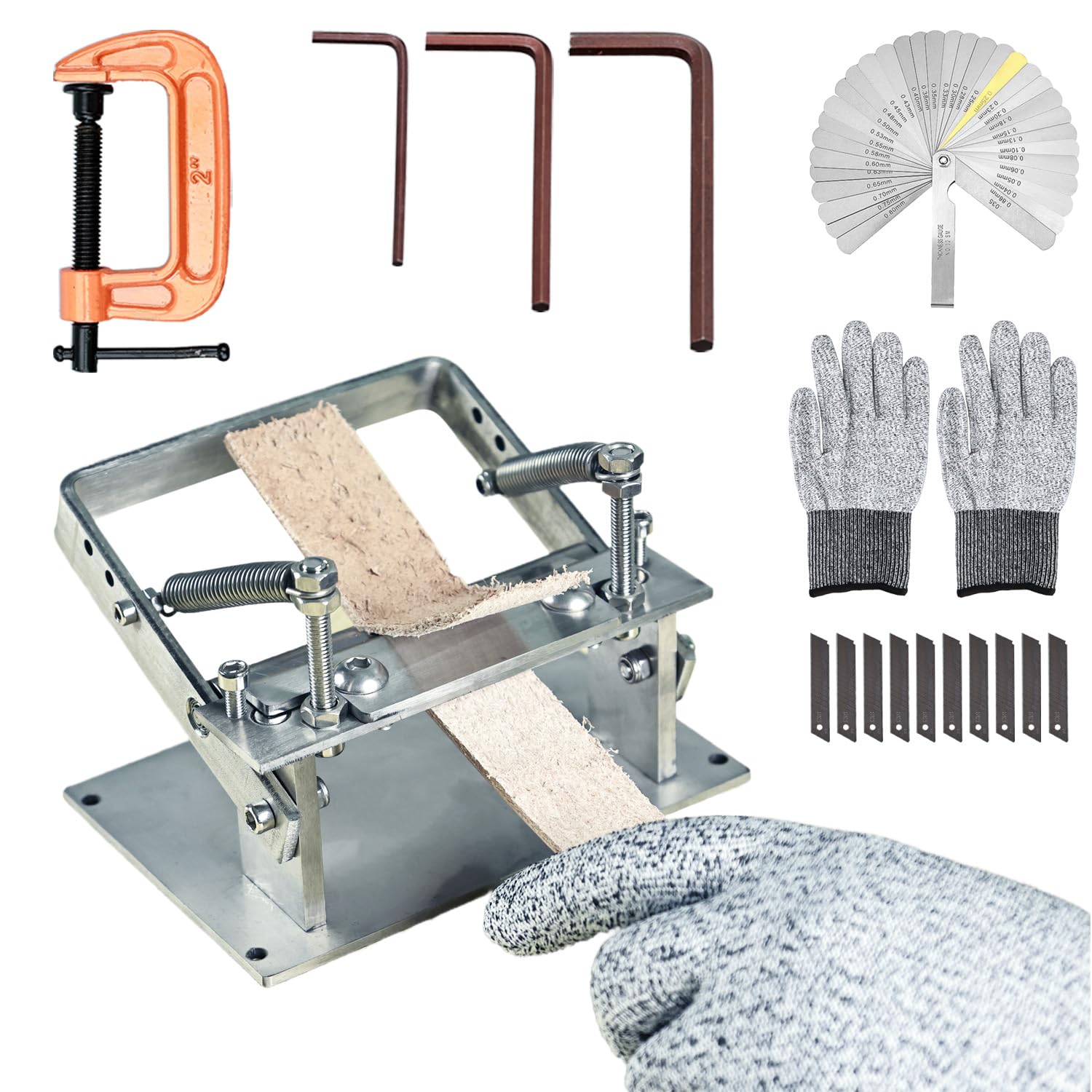 

Набор ручного кожаного спускателя ZRD с 32 лезвиями и стальным щупом для точной толщины резания Ручной кожаный из нержавеющей стали Ремесло Сделай сам Кожа