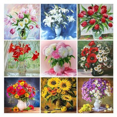 Pittura con Diamanti 5D Fai da Te Vaso di Fiori Punto Croce Ricamo con Diamanti Mosaico Decorazione per la Casa Arte dell'Immagine Artigianato Regali