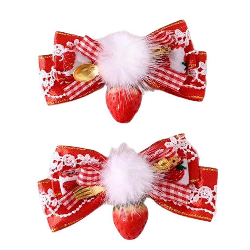 Strawberry Bow Y2K Style Balletcore Mini Bowler Hat Hair Clip Mini Top Hat Bow Plaids Hair Clip Strawberry Style