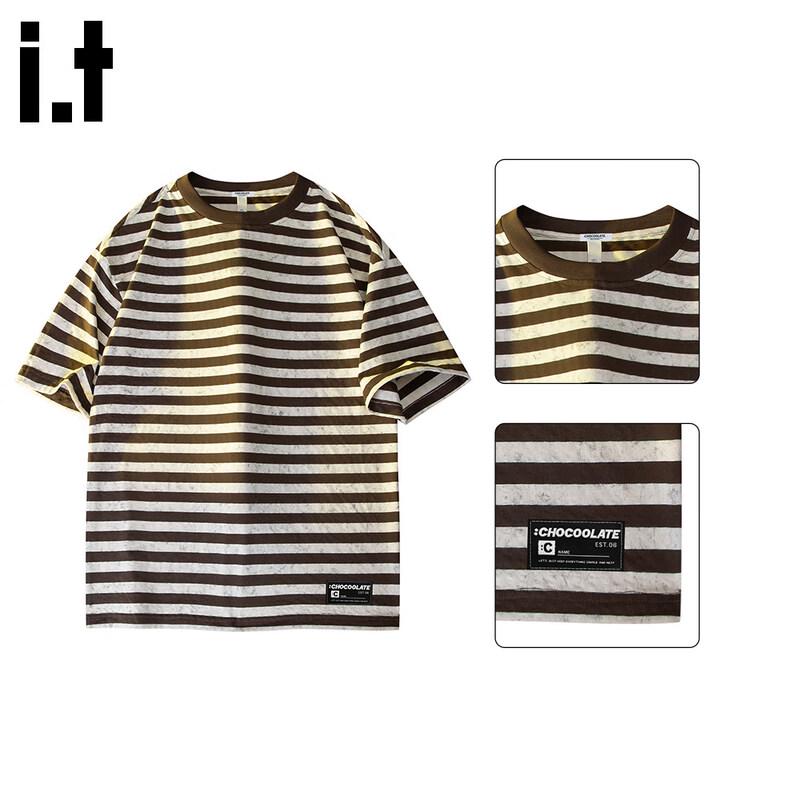:CHOCOOLATE Men s Striped Short-Sleeve T-Shirt L