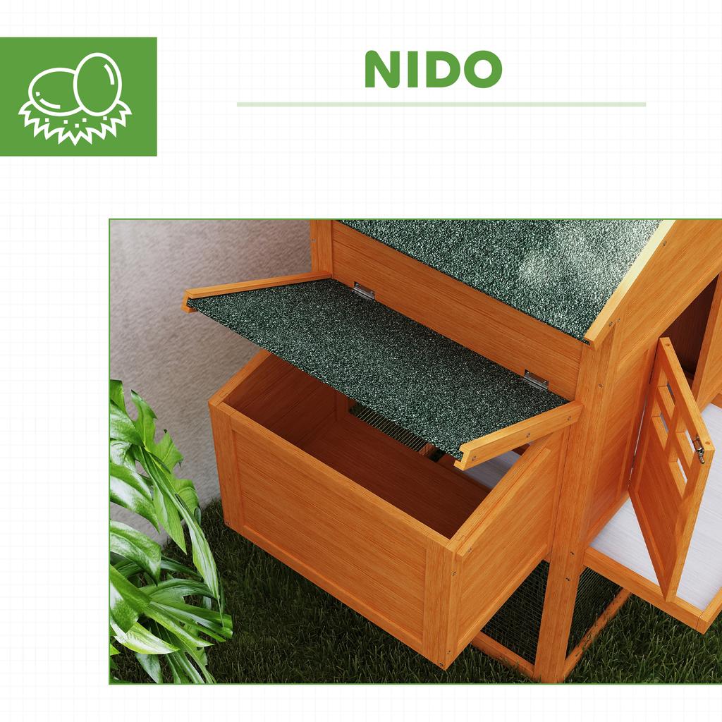 Garden Chicken Coop for 1-2 Chickens with Brooding Area, House and Open Space, Made of Wood and Metal, 179x67x115 Cm