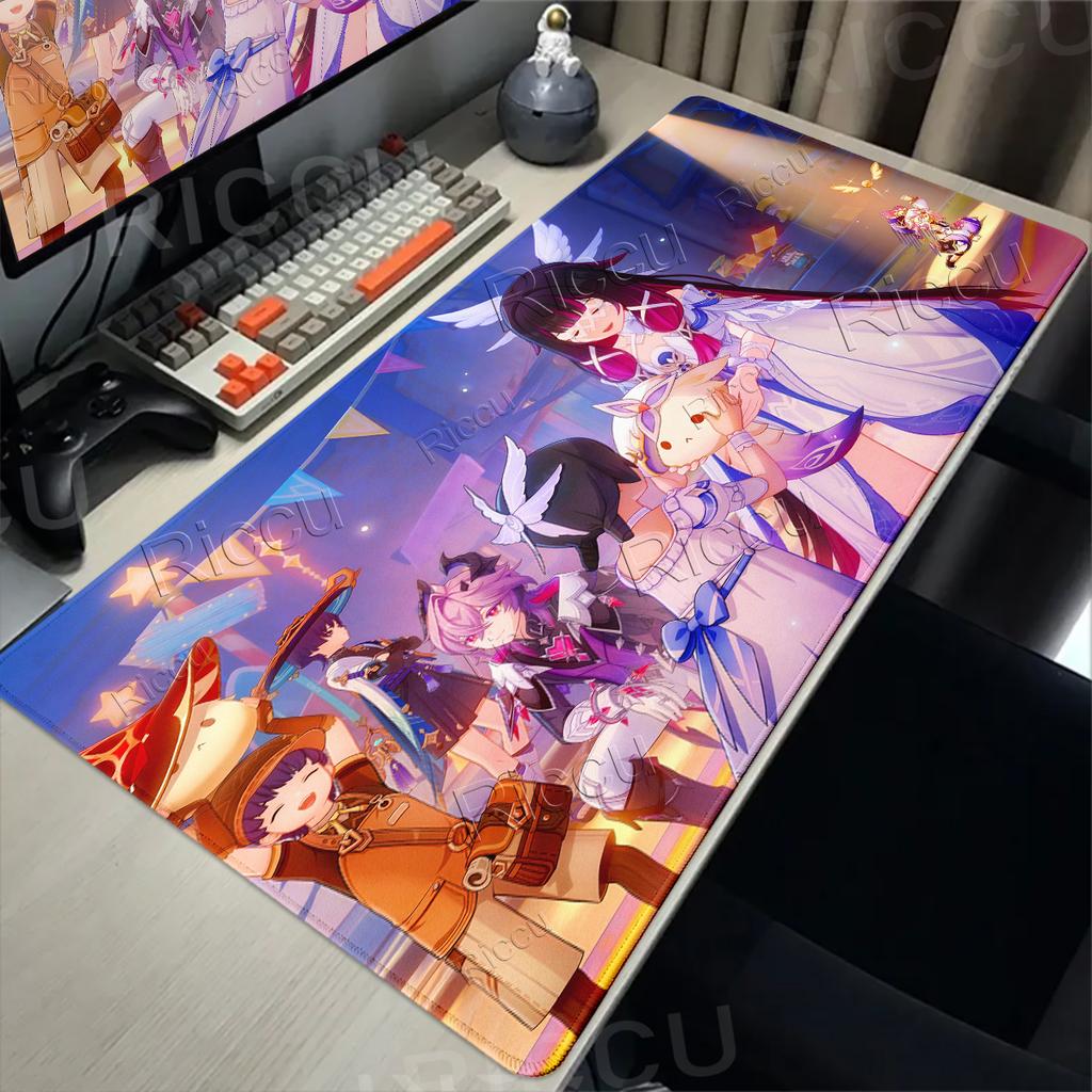 Tapis de souris mignon motif Columbina Genshin Impact Gamer Verrouillage Bord Anime Jeu d'ordinateur Grand Tapis de souris en caoutchouc Art Tapis de bureau pour ordinateur portable