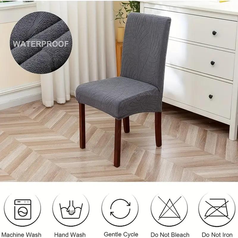 Waterproof Chair Covers Jacquard Fabric Furniture Protector Stretch Washable Removable Hotel Chair Slipcover(1/2/4/6/ Pieces)