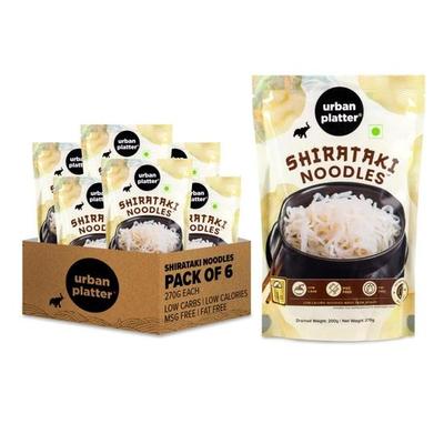 Urban Platter Fideos Shirataki, 270g [Paquete de 6 | Apto para Keto | Bajo en Carbohidratos | Sin Grasa | Sin Gluten | Fideos Milagro de Konjac Ultrabajos en Calorías]