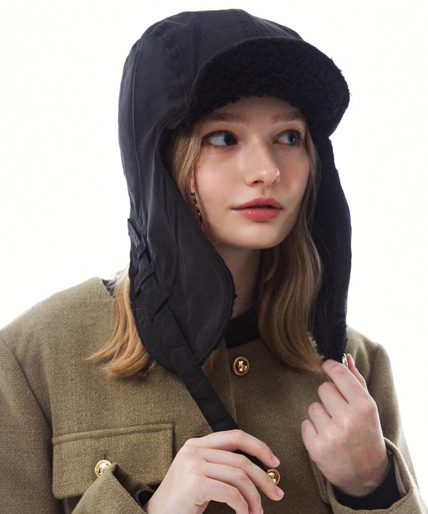 Seullipiseullib [Unisex]F/W Reversible Satin Trooper Hat Black