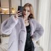 Winter Thickened Temperament Age Reduction Solid Color Collar Imitation Fur Jacket Women's Curly Hair Medium and Long Fur