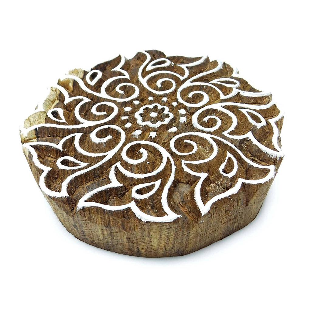 Handcarved Wood Block Art Floral Decorative Textile Printing Blocks