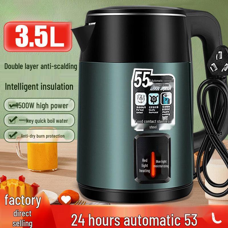 304 Stainless Steel Electric Kettle: Double-Layer, Anti-Scald, Quick Boil, Smart Insulation, Durable, Constant Temperature Control
