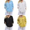 Women Shirt Lapel Buttons Half Placket Long Sleeve Casual Tops Solid Color Loose Fit Work Leisure Shirt