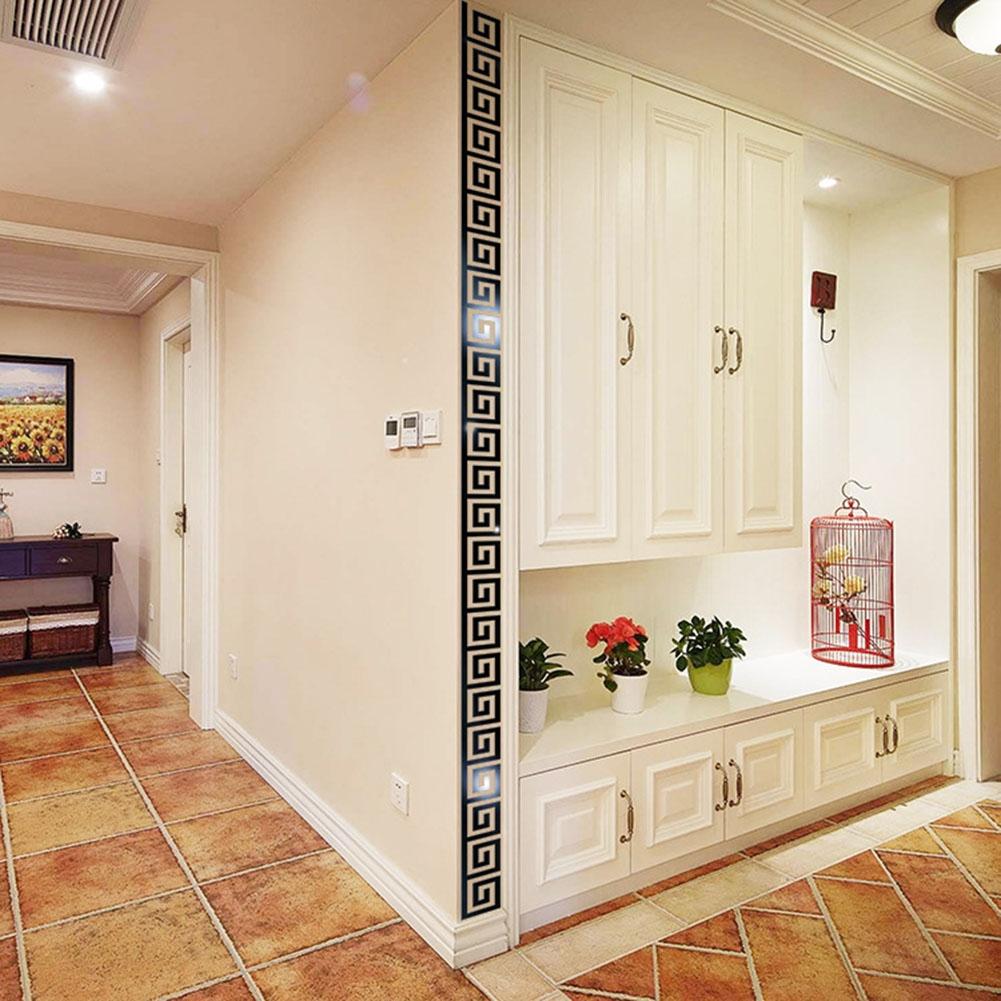 Mirror Waist Line Edge Strip Decal Wall Sticker  TV Background Home Decor