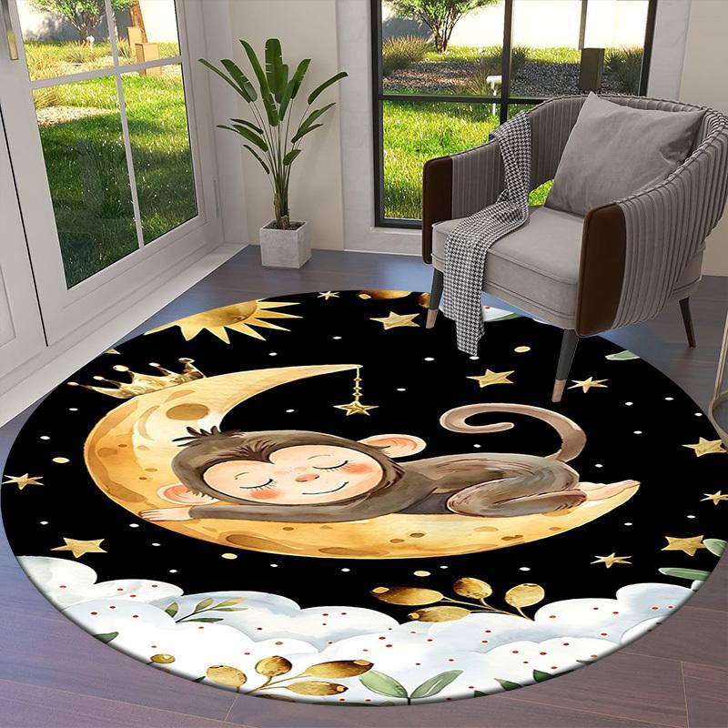 1PC Monkey Clouds Non-Slip Floor Round carpet, Office, family, bedroom, Large Area Rug Indoor Rugs,  Durable PolyesterH0366