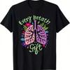 Every Breath Is A Lung Awareness T Shirt Black Cotton With Lun Vintage Streetwear Graphic Unisex Designer Clothes Soft