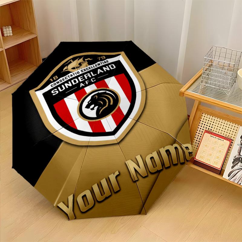 Sunderland FC Automatic 3‑Fold Umbrella 8‑Rib Windproof Folding Umbrella Sun Rain Protection For Outdoor Travel Daily Use
