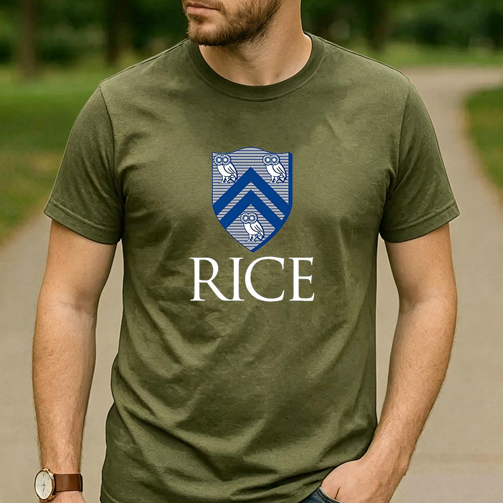 Vintage Rice University Houston Owl Shield Crest Aesthetic Graphic T Shirt Unisex Crew Neck Short Sleeve Alumni Gift Top